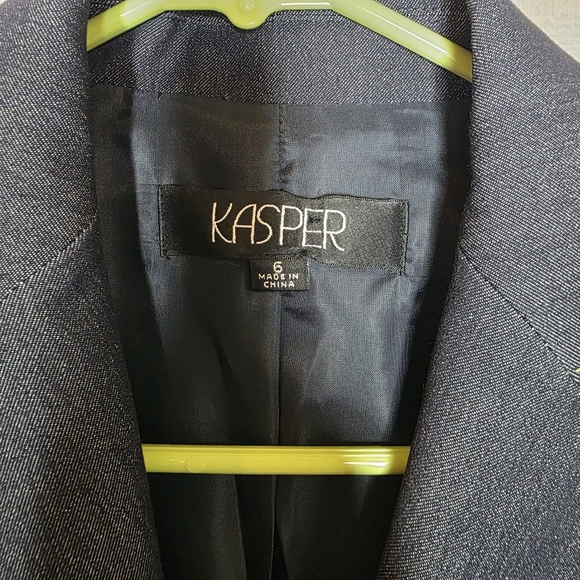 Kasper Womens 2 Button Blazer Career Business Wear Blue Denim Look Size 6 - Picture 7 of 7